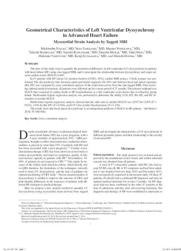 (PDF) Geometrical characteristics of left ventricular dyssynchrony in ...
