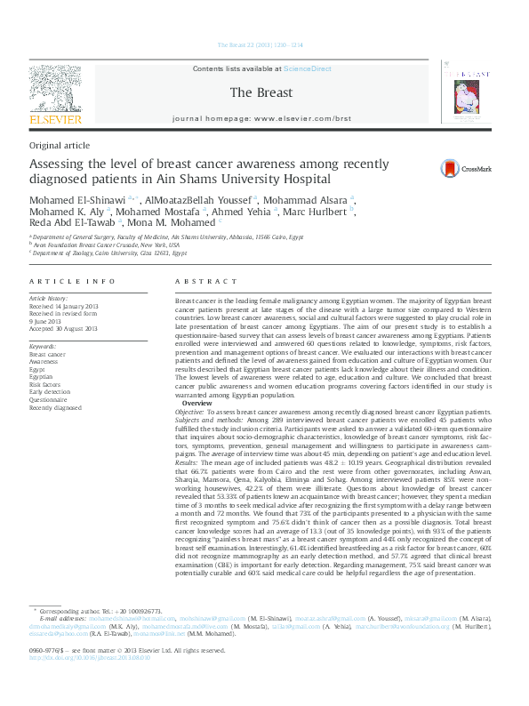 (PDF) Abstract 5510: Assessing the level of breast cancer awareness ...