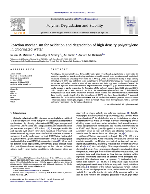 (PDF) Reaction mechanism for oxidation and degradation of high density