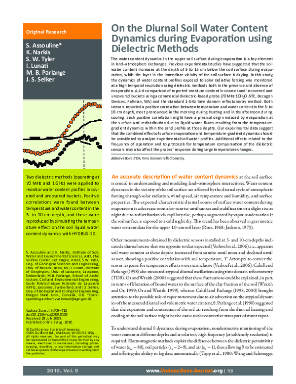 (PDF) On the Diurnal Soil Water Content Dynamics during Evaporation ...