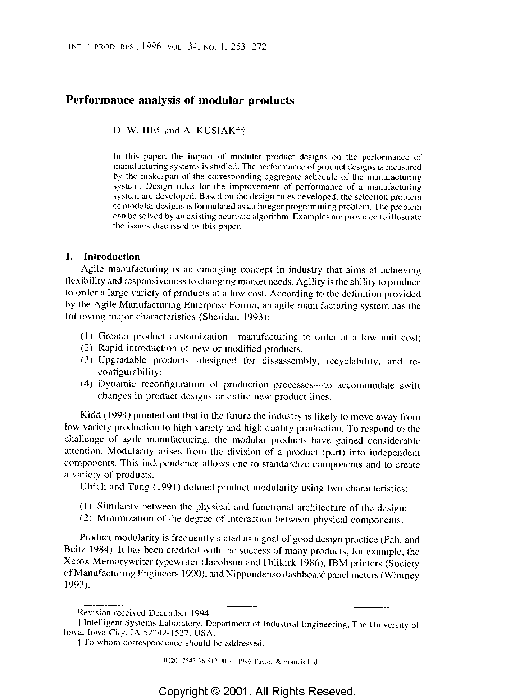 (PDF) Performance analysis of modular products