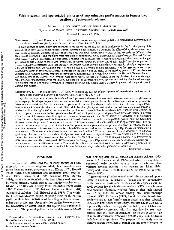 (PDF) Within-season and age-related patterns of reproductive ...