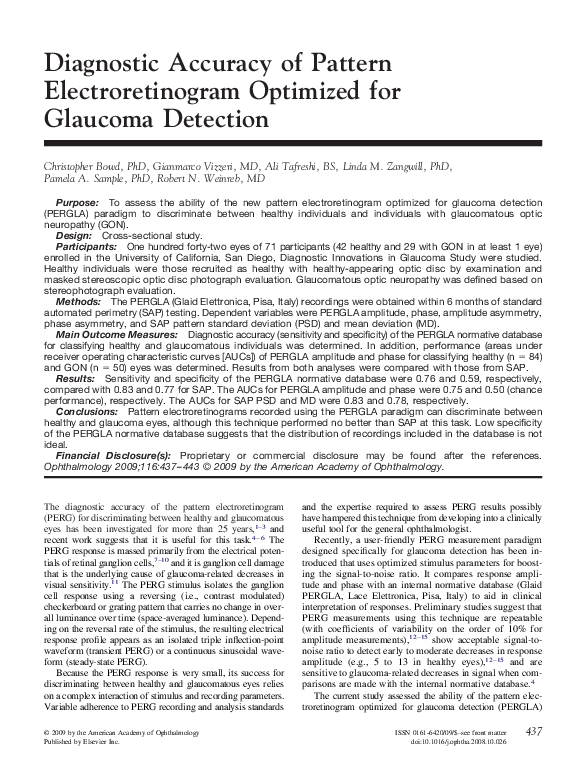 (PDF) Diagnostic Accuracy of Pattern Electroretinogram Optimized for ...