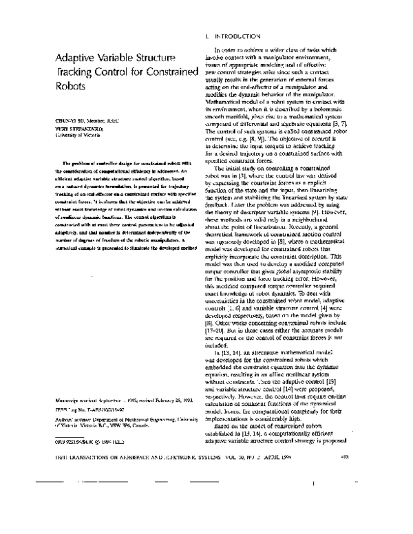 (PDF) Adaptive variable structure tracking control for constrained ...