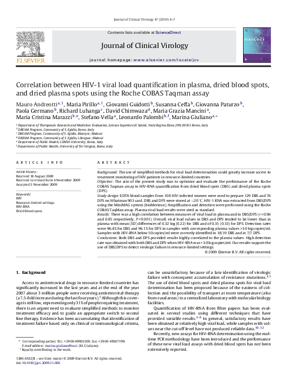(PDF) Correlation between HIV-1 viral load quantification in plasma ...