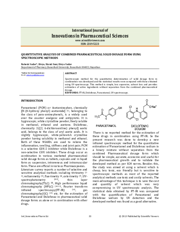 (PDF) Quantitative Analysis of Combined Pharmaceutical Solid Dosage