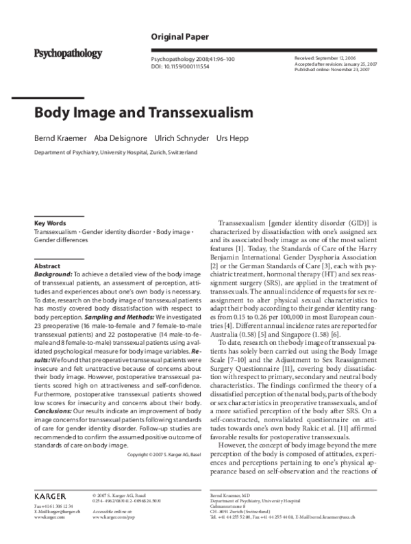(PDF) Body Image and Transsexualism
