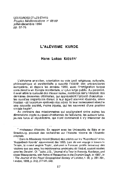 (PDF) L'Alévisme kurde