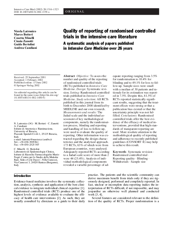 (PDF) Quality of Reporting of Randomised Controlled Trials of Herbal ...