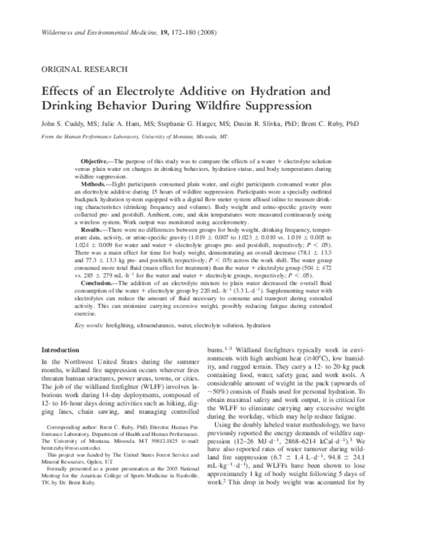 (PDF) Effects of an Electrolyte Additive on Hydration and Drinking ...