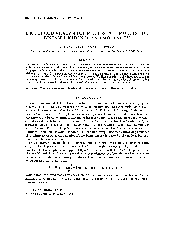 (PDF) Likelihood analysis of multi-state models for disease incidence ...