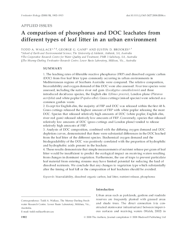 (PDF) A comparison of phosphorus and DOC leachates from different types ...