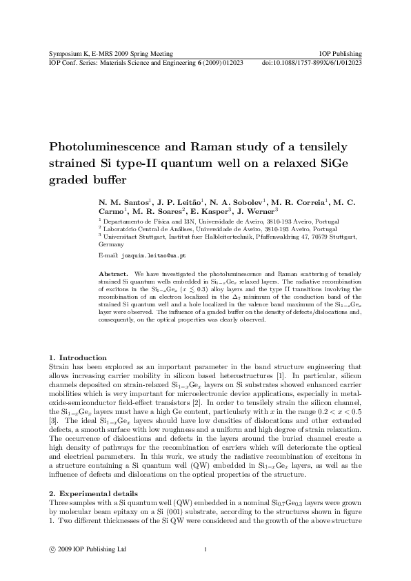 PDF) Photoluminescence and Raman study of a tensilely strained Si