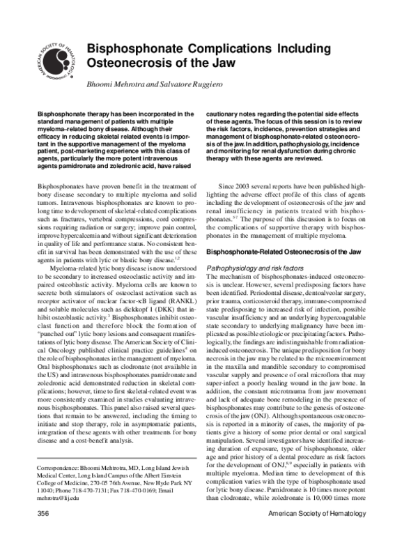 (PDF) Bisphosphonate complications including osteonecrosis of the jaw