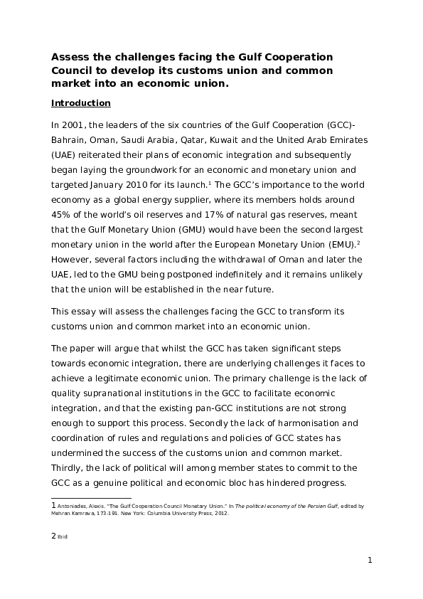 (DOC) The challenges facing the Gulf Cooperation Council to develop its ...