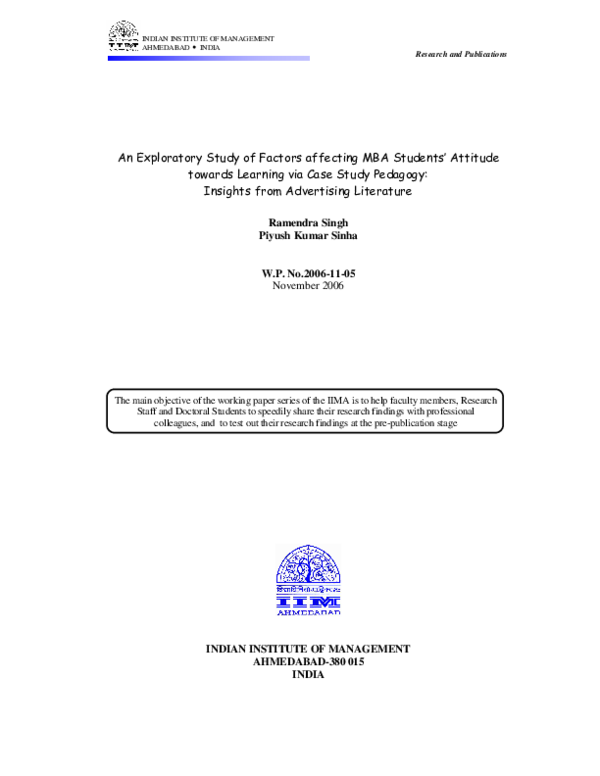  pdf an exploratory study of factors affecting mba students attitude