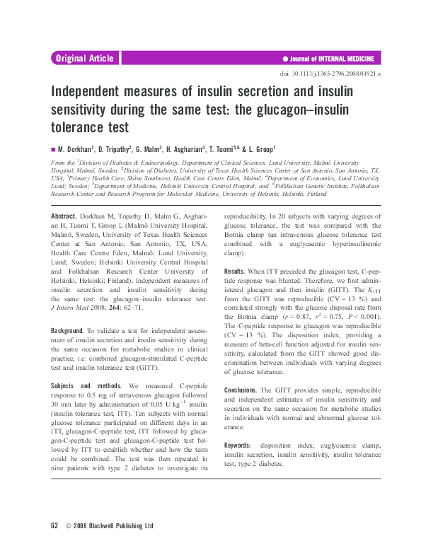 (PDF) Independent measures of insulin secretion and insulin sensitivity ...