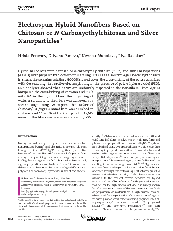 (PDF) Electrospun Hybrid Nanofibers Based on Chitosan or N ...