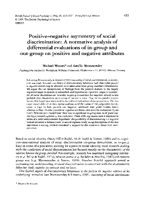 (PDF) Positive-negative asymmetry of social discrimination: A normative ...