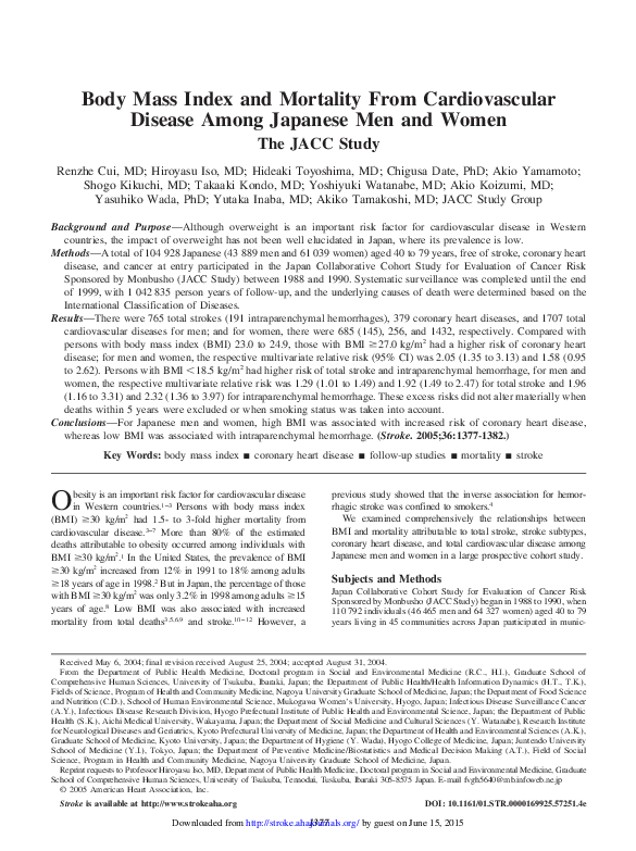 (PDF) Body Mass Index and Mortality From Cardiovascular Disease Among ...