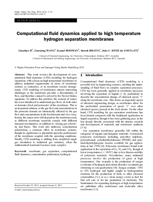 (PDF) Computational fluid dynamics applied to high temperature hydrogen ...