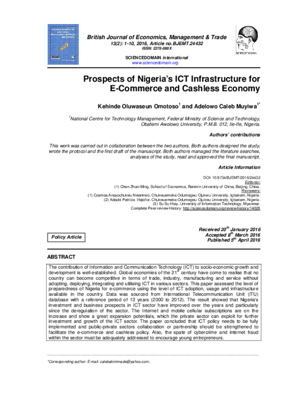 (PDF) Prospects of Nigeria's ICT Infrastructure for E-Commerce and ...