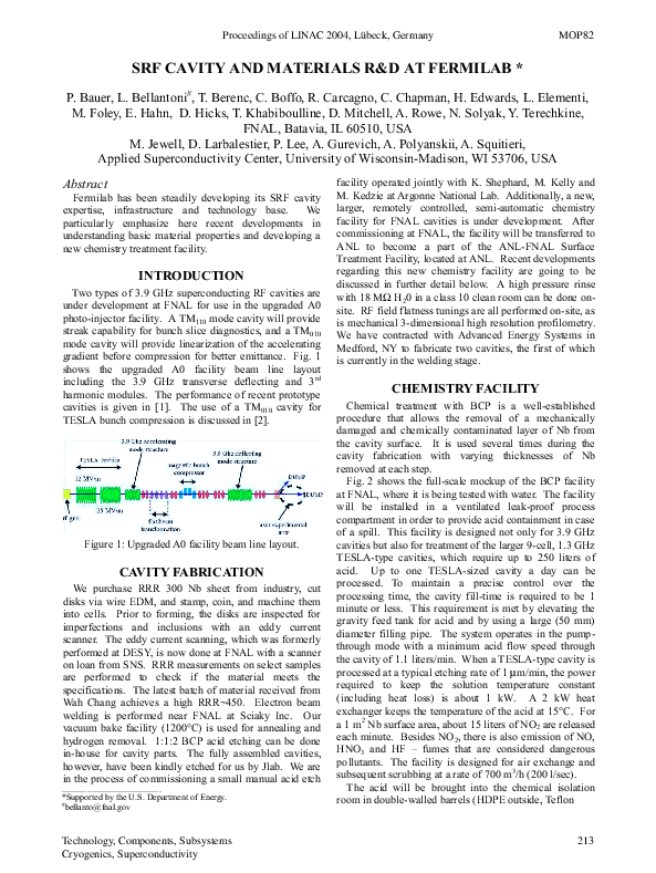(PDF) SRF Cavity and Materials R&D at Fermilab