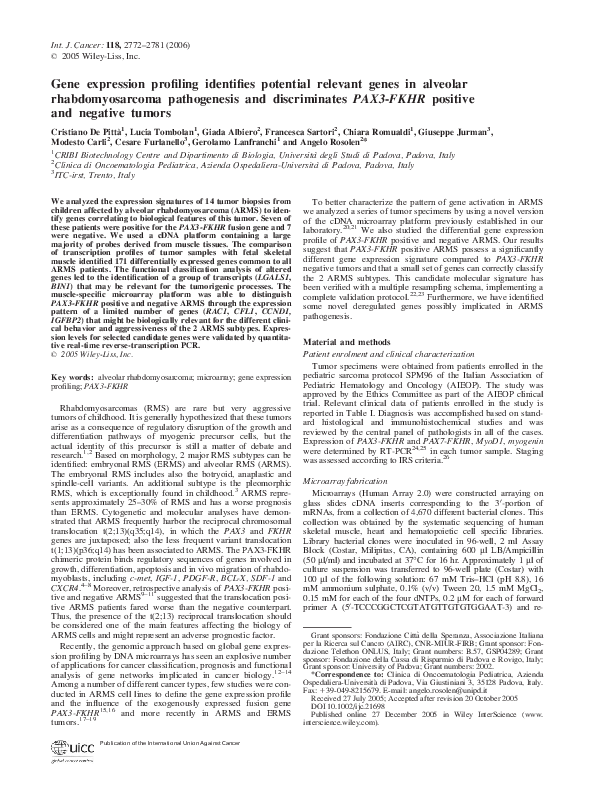 (PDF) Gene expression profiling identifies potential relevant genes in ...