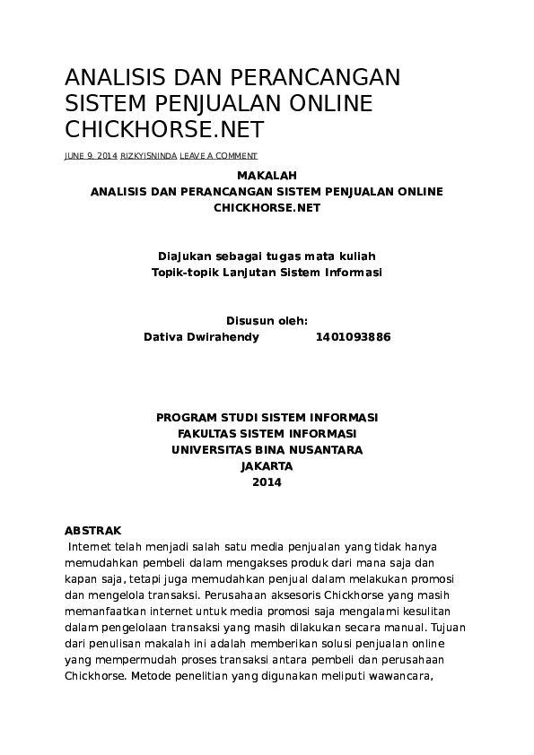 Proposal Perancangan Sistem Penjualan Online: Optimasi Efisiensi dan Peningkatan Pendapatan