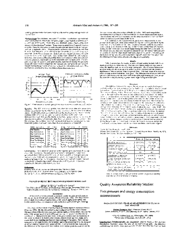 (PDF) Reliablity of foot pressure measurements in clinical gait analysis