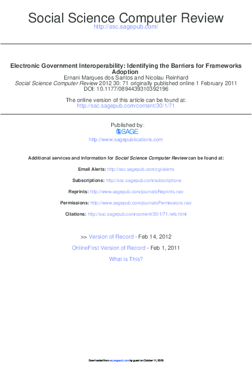 (PDF) Electronic Government Interoperability Identifying the Barriers ...
