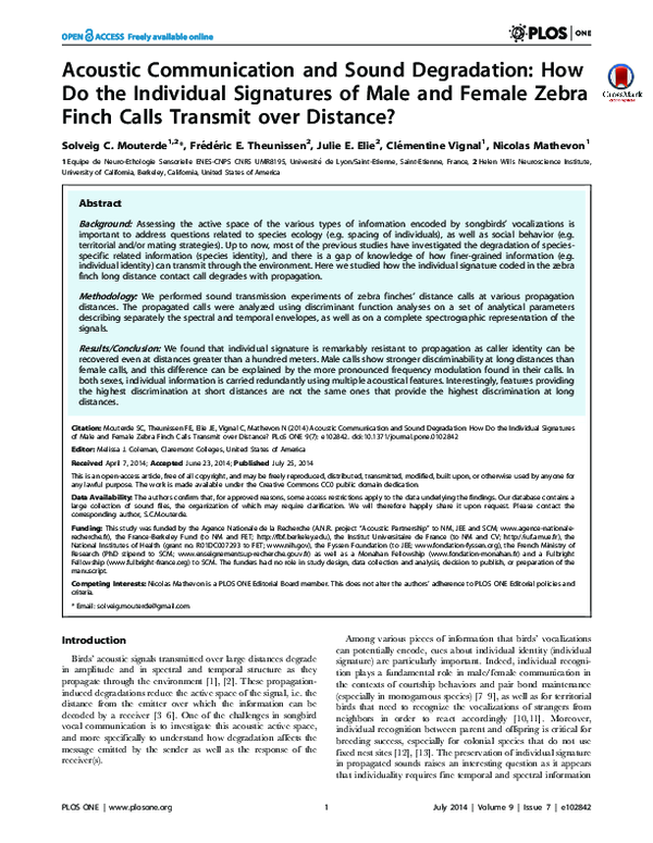 (PDF) Acoustic Communication and Sound Degradation: How Do the