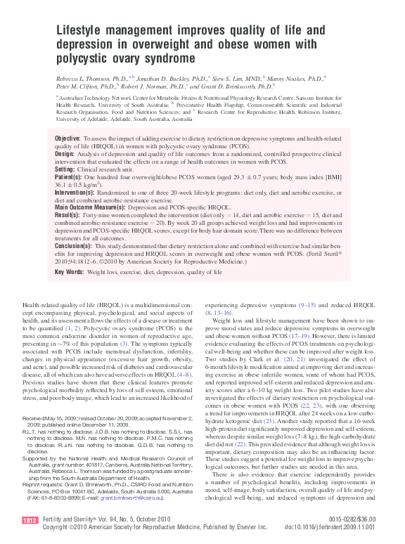(PDF) Lifestyle management improves quality of life and depression in ...