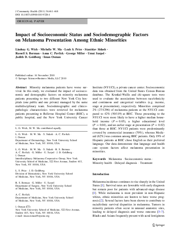 (PDF) Impact of Socioeconomic Status and Sociodemographic Factors on ...