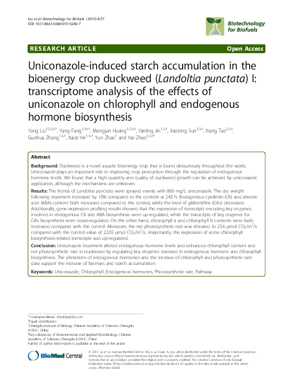 (PDF) Uniconazole-induced starch accumulation in the bioenergy crop ...