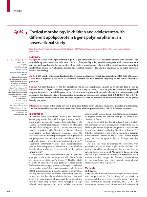 (PDF) Cortical morphology in children and adolescents with different ...