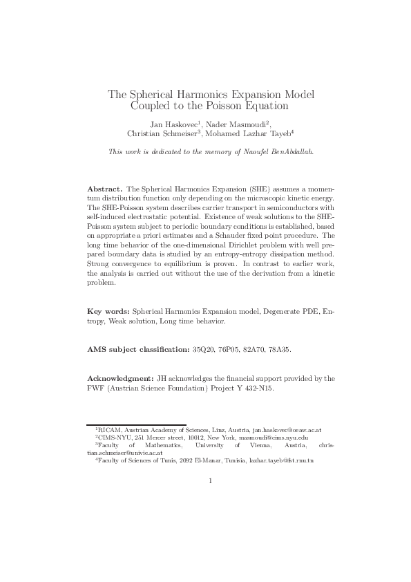 (PDF) THE SPHERICAL HARMONICS EXPANSION MODEL COUPLED TO THE POISSON ...