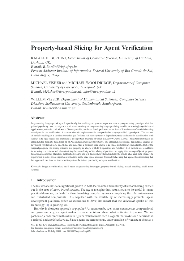 (PDF) Property-based Slicing for Agent Verification
