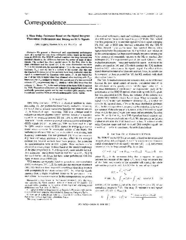 (PDF) A time delay estimator based on the signal integral: theoretical ...