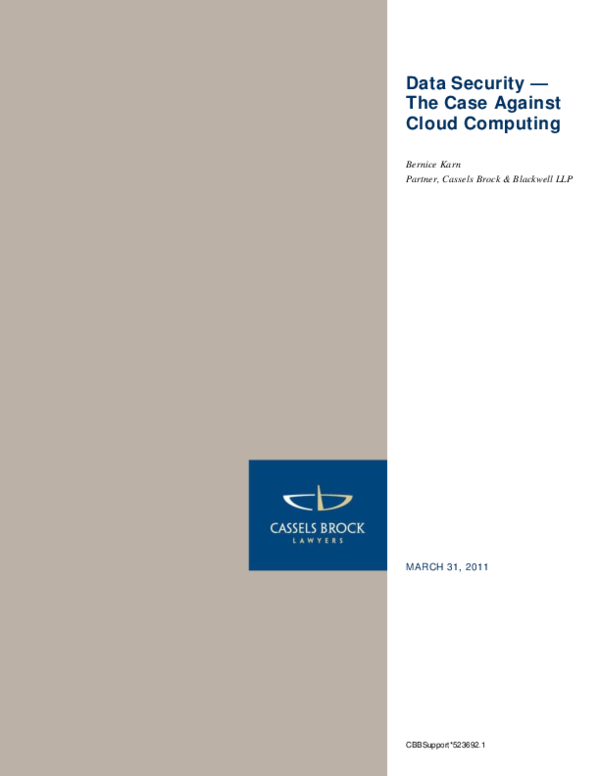 (PDF) Data Security — The Case Against Cloud Computing