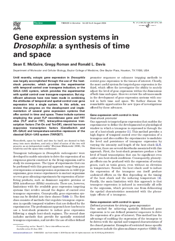 (PDF) Gene expression systems in Drosophila: a synthesis of time and space