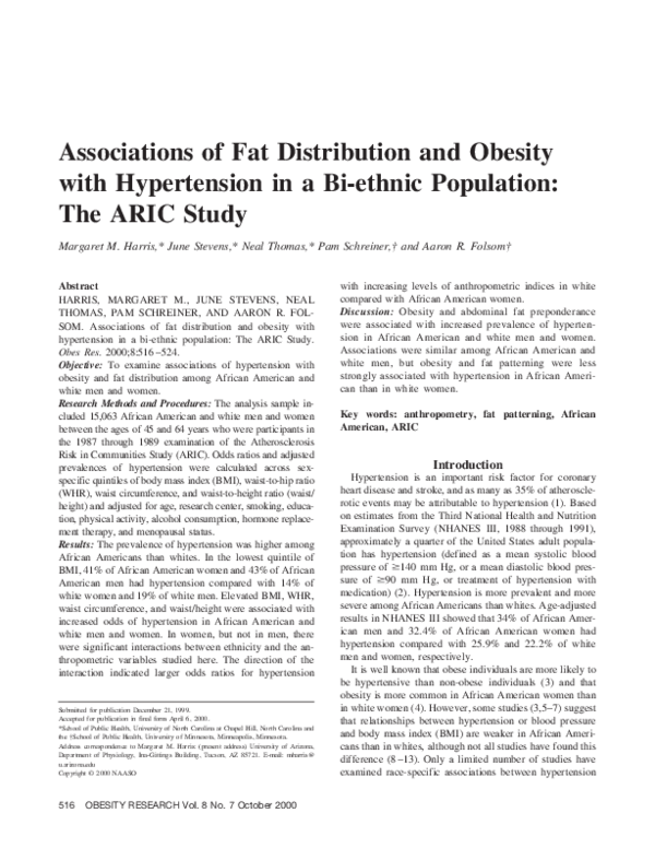 (PDF) Associations of Fat Distribution and Obesity with Hypertension in ...