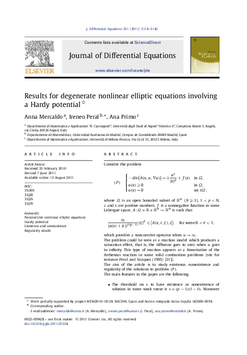 (PDF) Results for degenerate nonlinear elliptic equations involving a ...