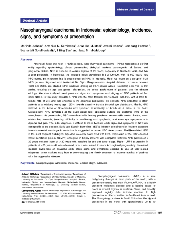 (PDF) Nasopharyngeal carcinoma in Indonesia: epidemiology, incidence ...
