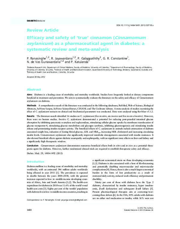 (PDF) Efficacy and safety of ‘true’ cinnamon ( Cinnamomum zeylanicum