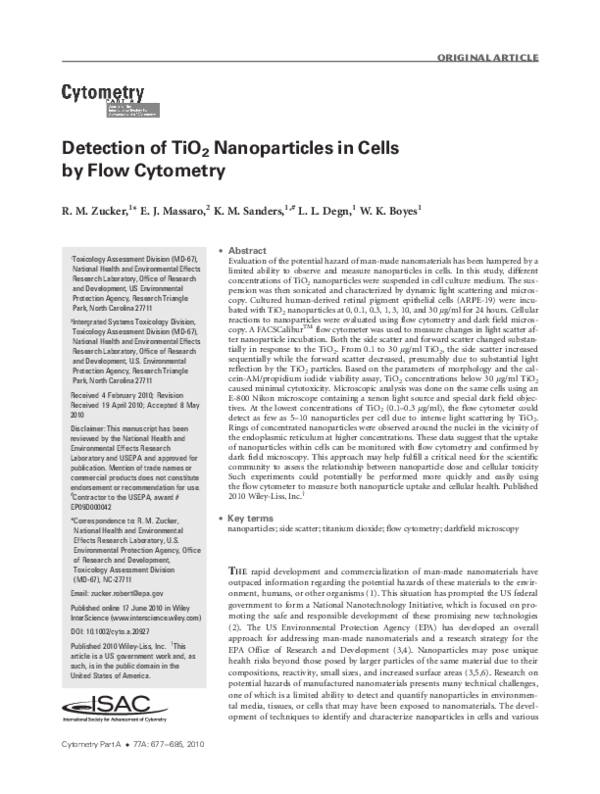 (PDF) Detection of TiO2 nanoparticles in cells by flow cytometry