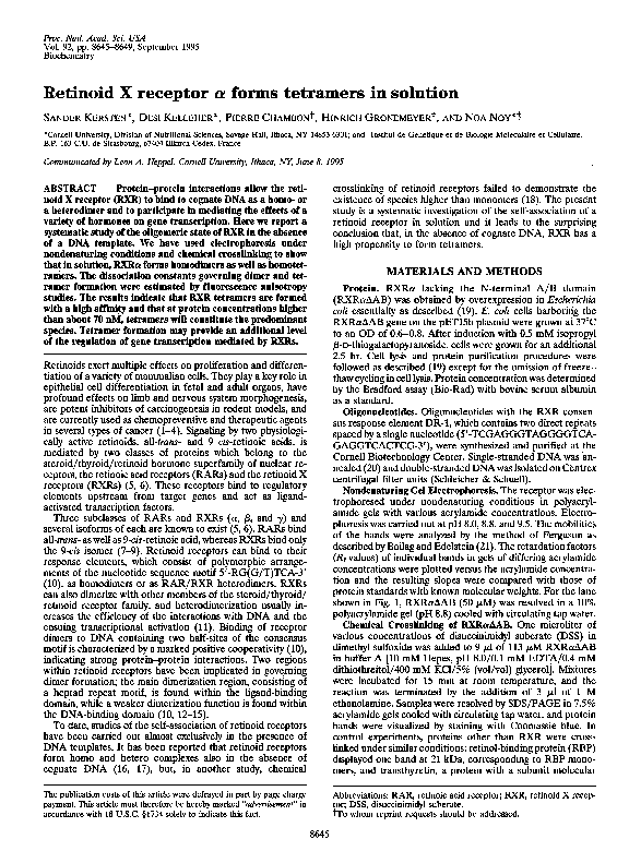 pdf-retinoid-x-receptor-alpha-forms-tetramers-in-solution-noa-noy