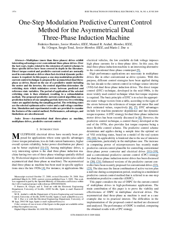 (PDF) One-Step Modulation Predictive Current Control Method for the ...