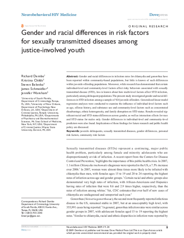 (PDF) Gender and racial differences in risk factors for sexually ...