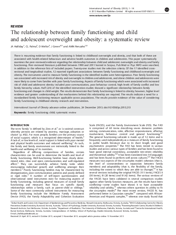 (PDF) The relationship between family functioning and child and ...